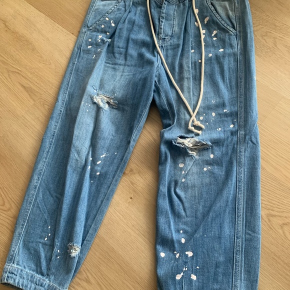 Free People Distressed Baggy Jean Sz Small - Picture 3 of 5